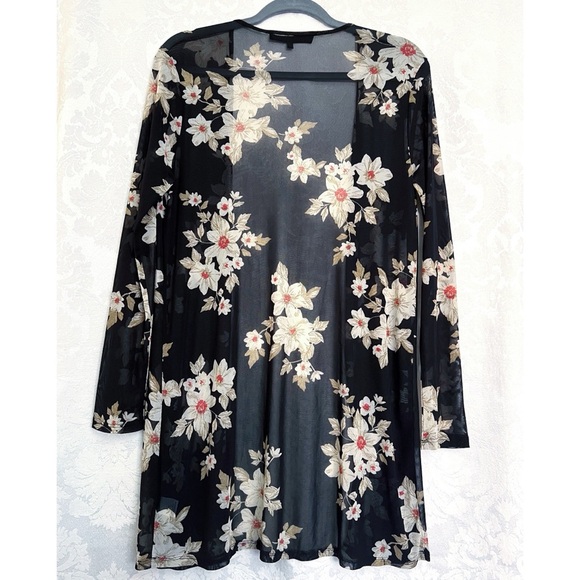 Alice Blue Women’s Sheer Floral Print Kimono Cardigan Size S GUC Swim Cover Up - Picture 3 of 4